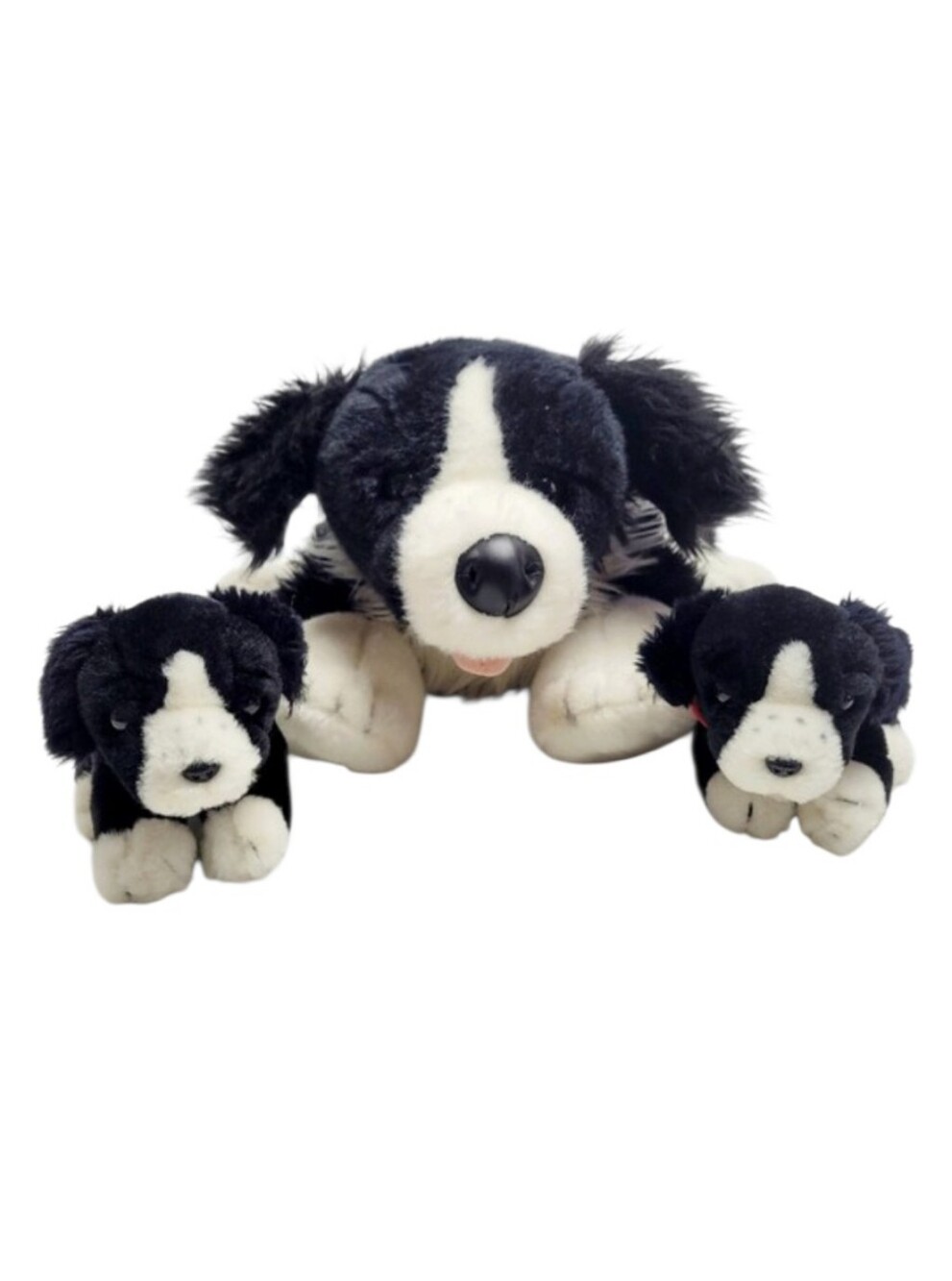 Vintage Build-A-Bear Border Collie Plush Family (Mom & 2 Pups)